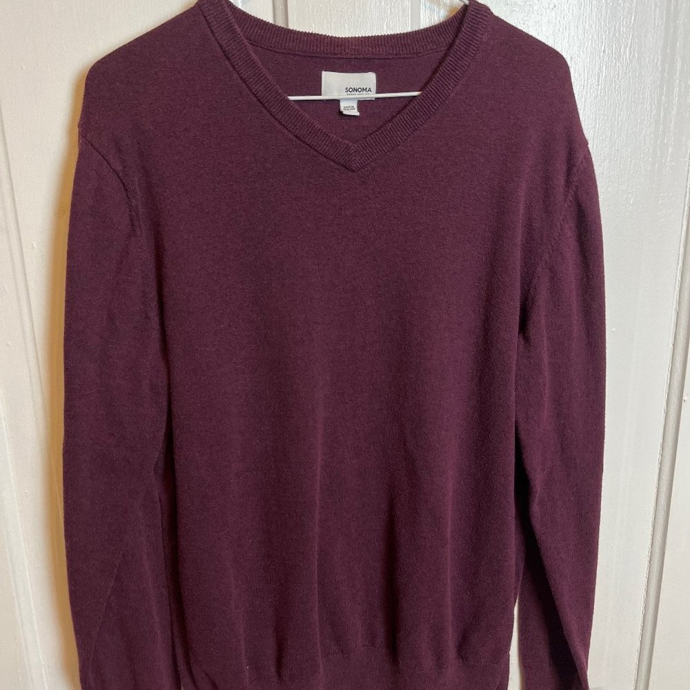 Sonoma Maroon V-Neck Sweater Large
